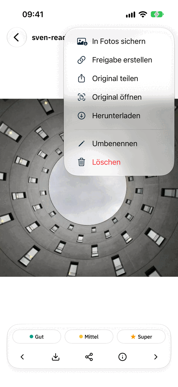 Aktionen-Menü einer Datei