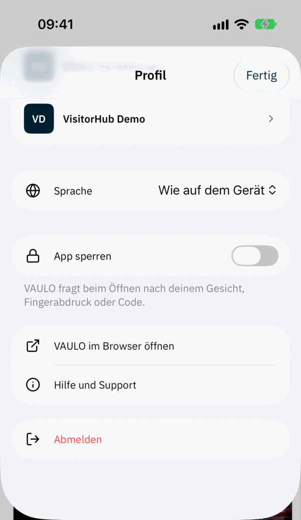 Weitere Einstellungen im Profil