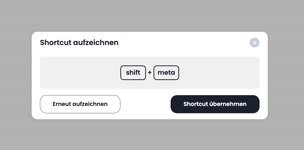 Shortcut aufnehmen