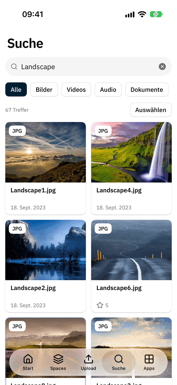 Suchergebnisse in der VAULO App